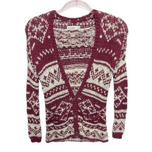 Abercrombie&Fitch Thick Knit Fair Isle Nordic Christmas Sweater Cardigan